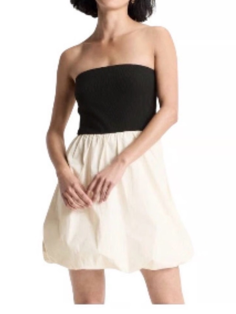 a new day Black & Cream Strapless Two-Tone Fit-and-Flare Dress